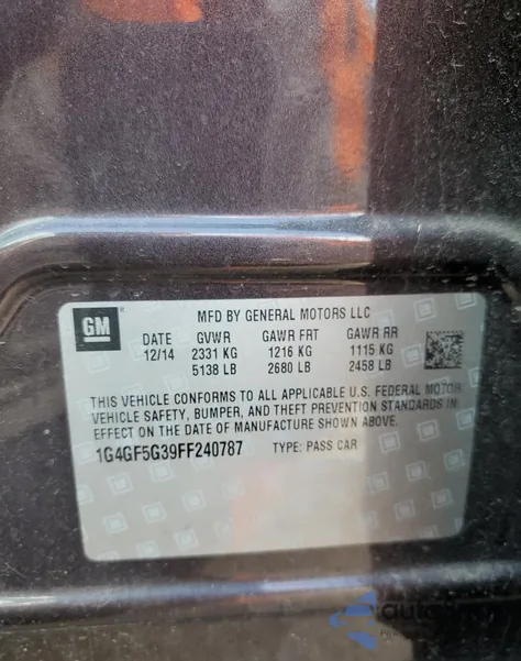 2015 Buick Lacrosse Premium z USA, uszkodzony, nr VIN 1G4GF5G39FF240787